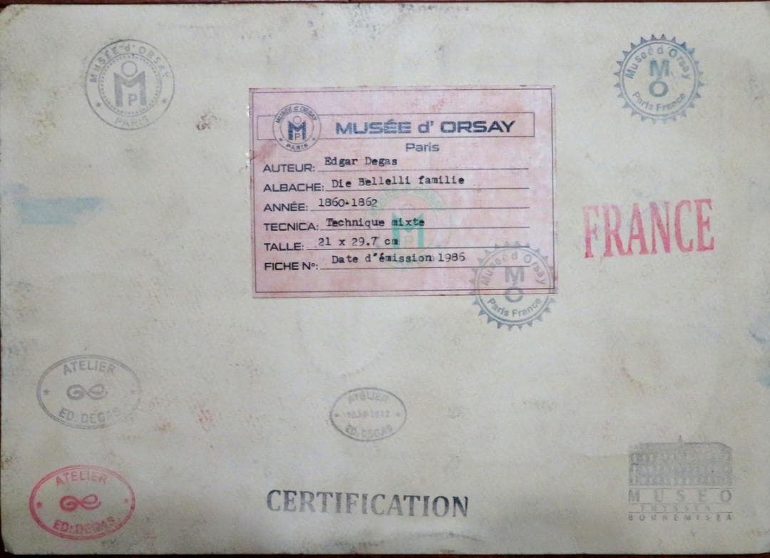 エドガー・ドガ ベレッリ一家 ミクストメディア 油彩 水彩 肉筆