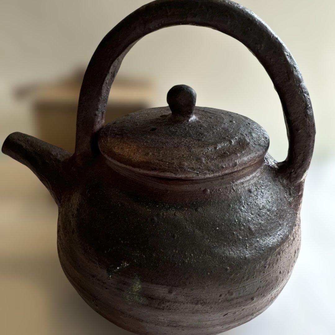 【故島武己】南蛮焼.穴窯.希少品.焼締め按瓶と湯呑みのセット