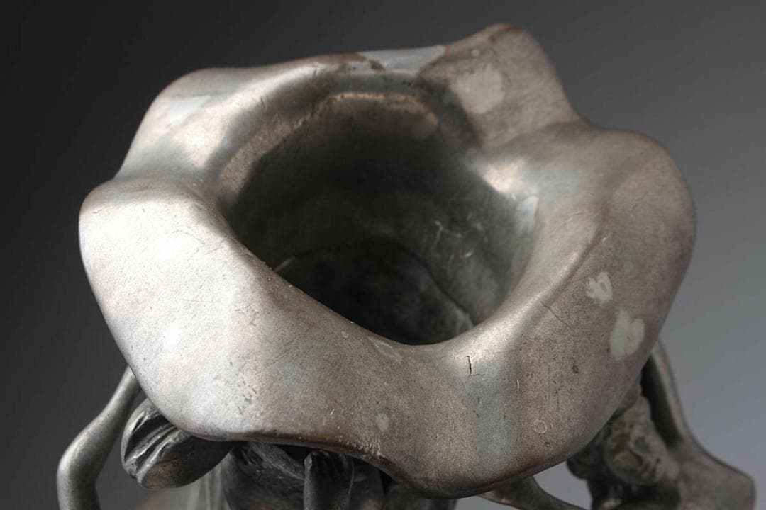 Pelz サイン Etain Garanti Pur ピューター 裸婦 錫花瓶