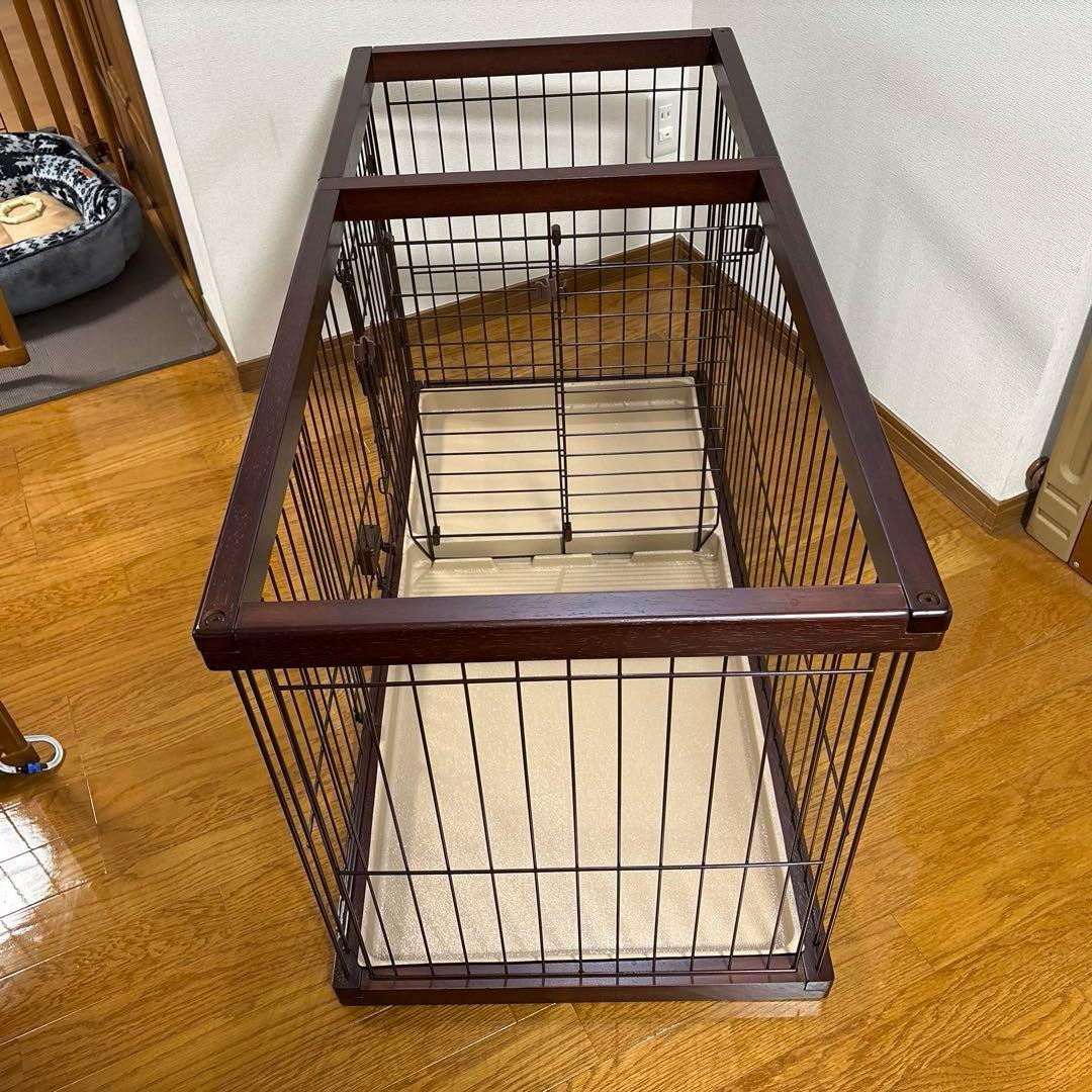 小型犬用室内ケージ　トイレコーナーの仕切り付きドッグルームサークル　スモール