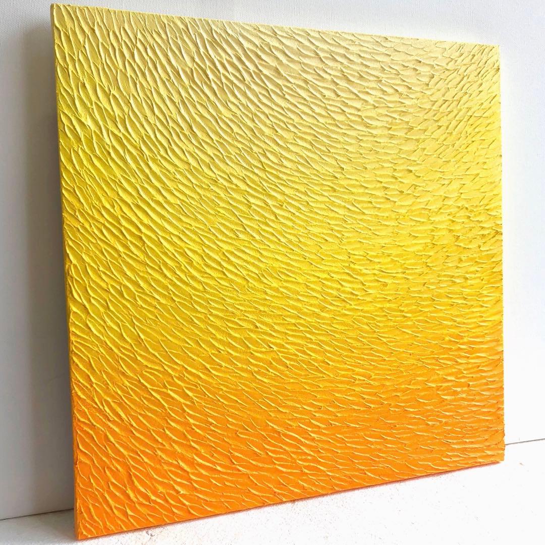 テクスチャーアート・海　サンセット＊キャンバスアクリル画オーシャン黄色絵画原画
