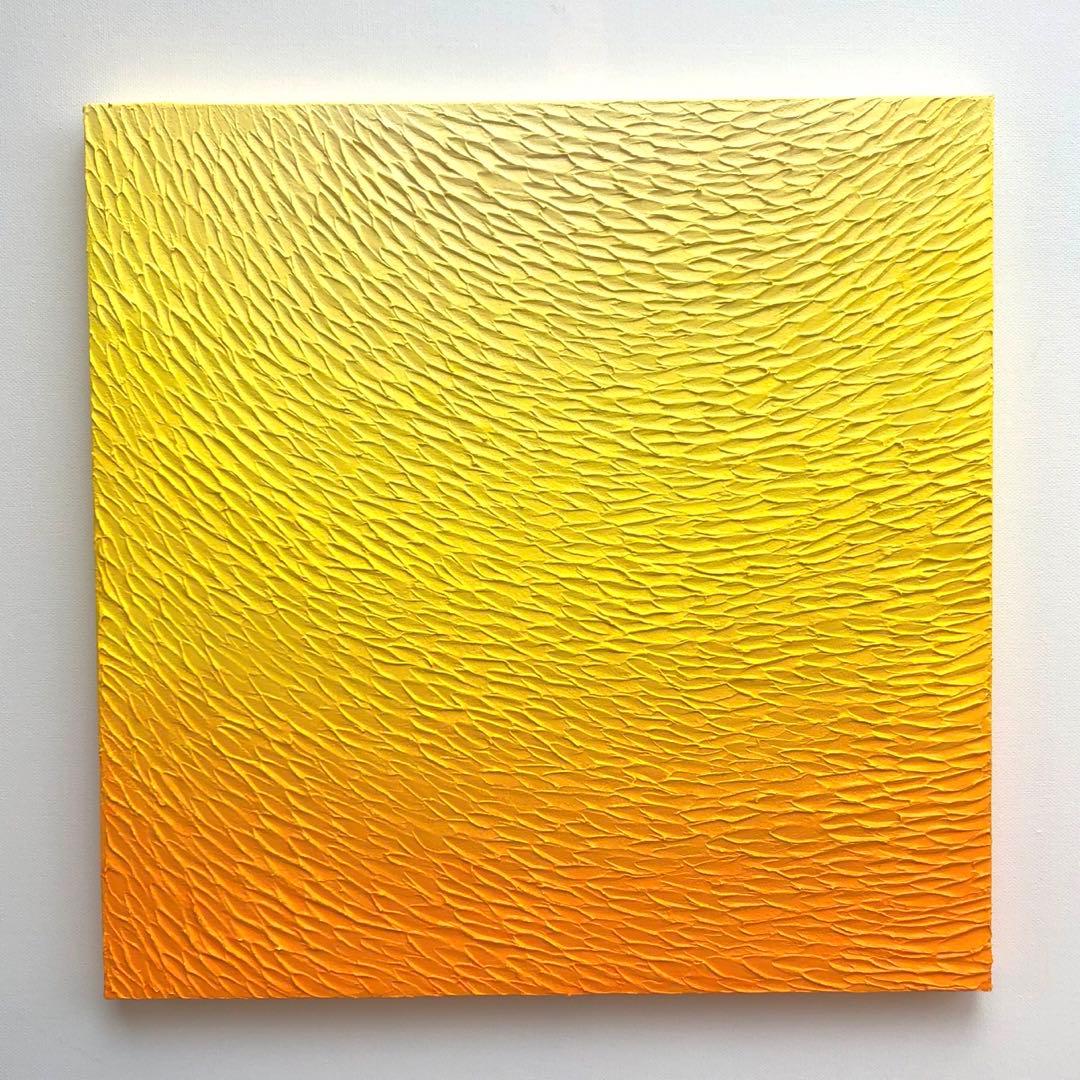 テクスチャーアート・海　サンセット＊キャンバスアクリル画オーシャン黄色絵画原画