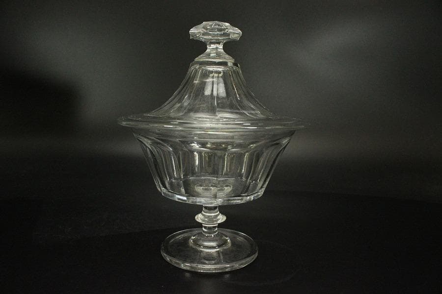 義山 ギヤマン 硝子 キャンディーボール 蓋物 時代物(ZE726)