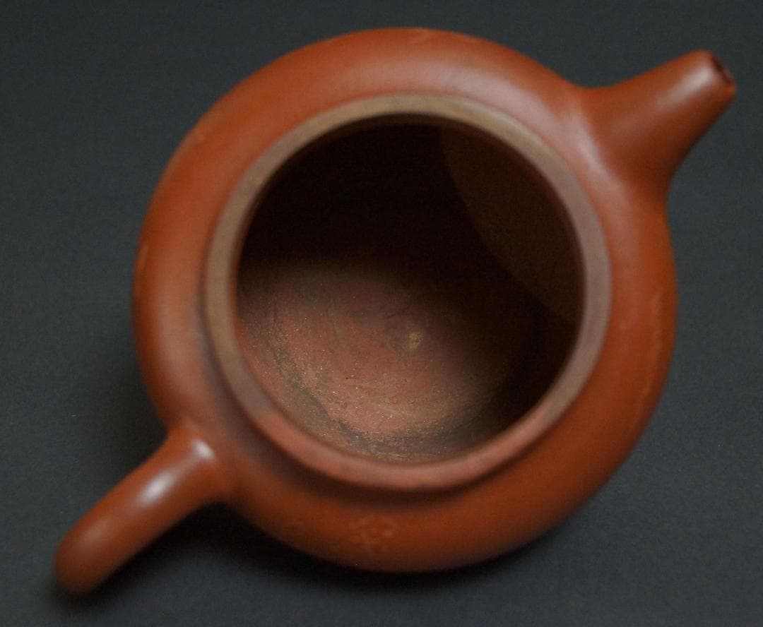 煎茶道具 宜興 山水主人 孟臣造 細工彫り『山水漢詩文』急須 紫砂壷 ★時代物★