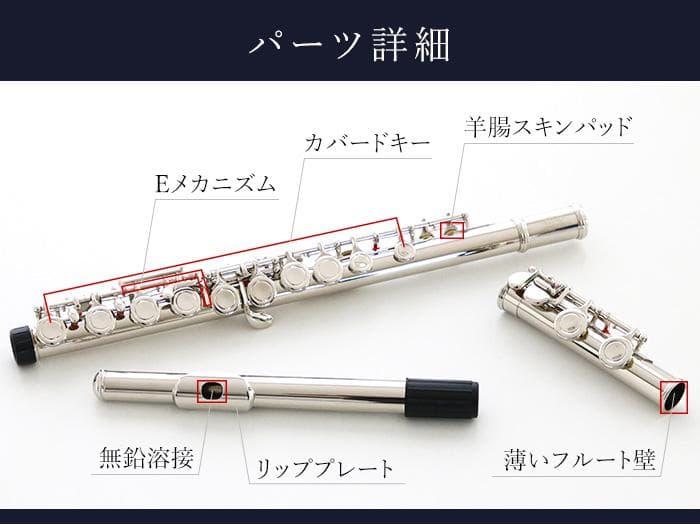 新品 未使用 送料無料 フルート 白銅製 初心者向け 学生 練習用 入門セット