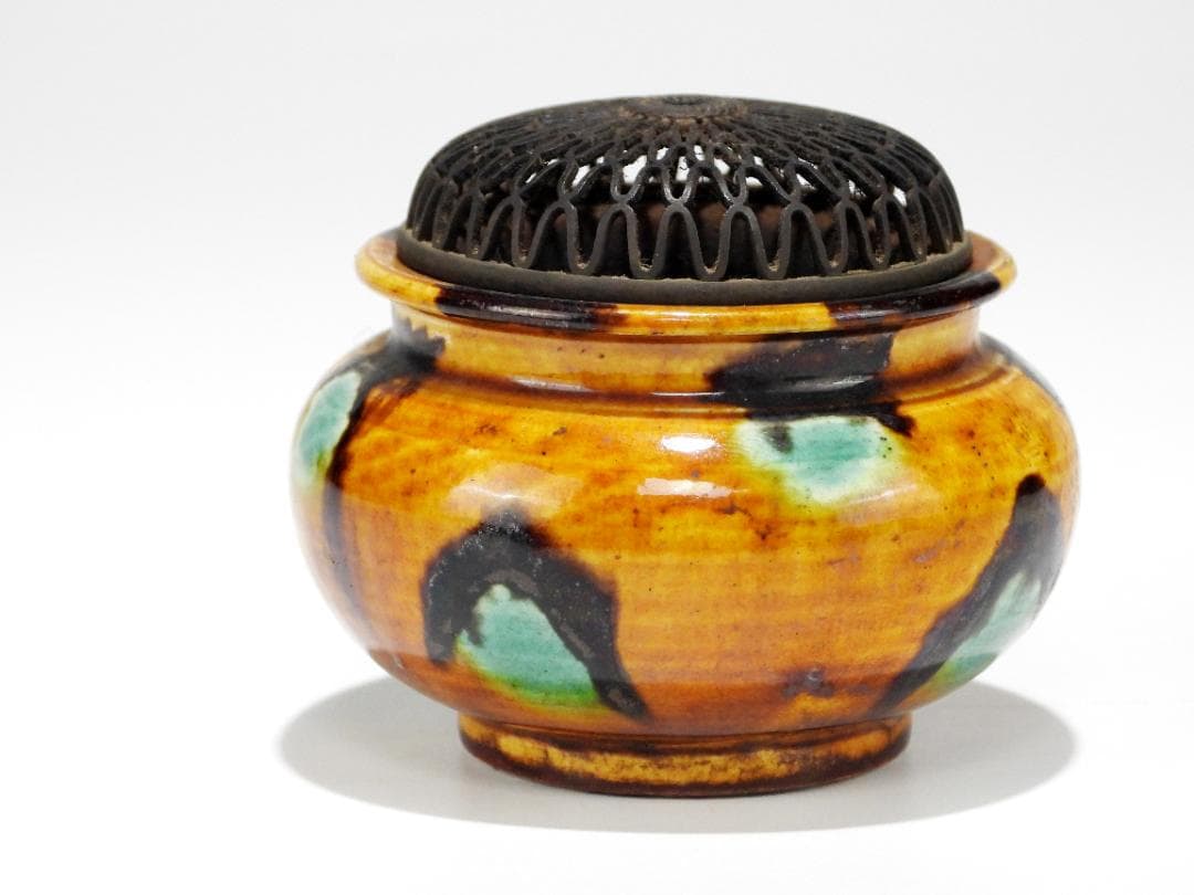 中国美術 時代 三彩 香炉 公勝 造 銀火舍