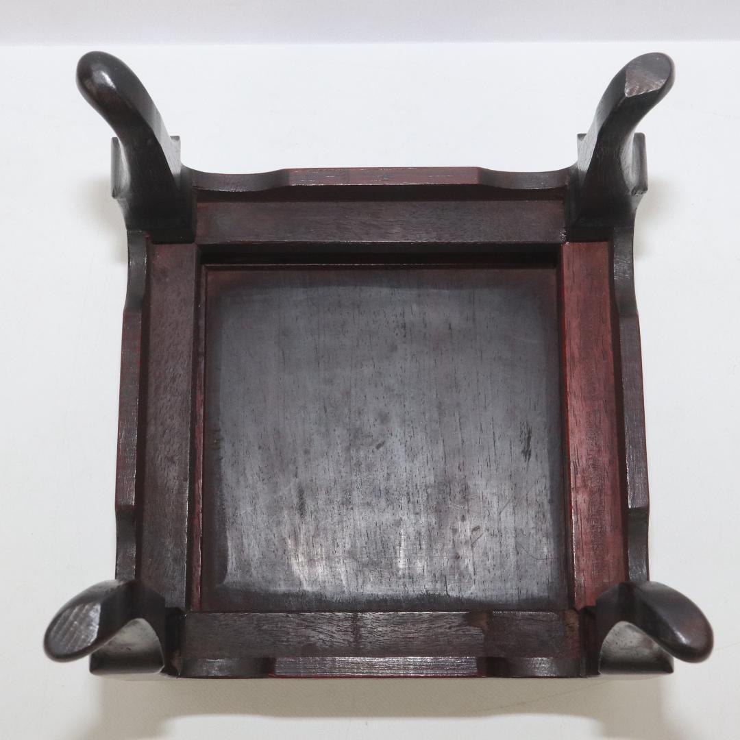 銀象嵌　唐木　花台　アンティーク