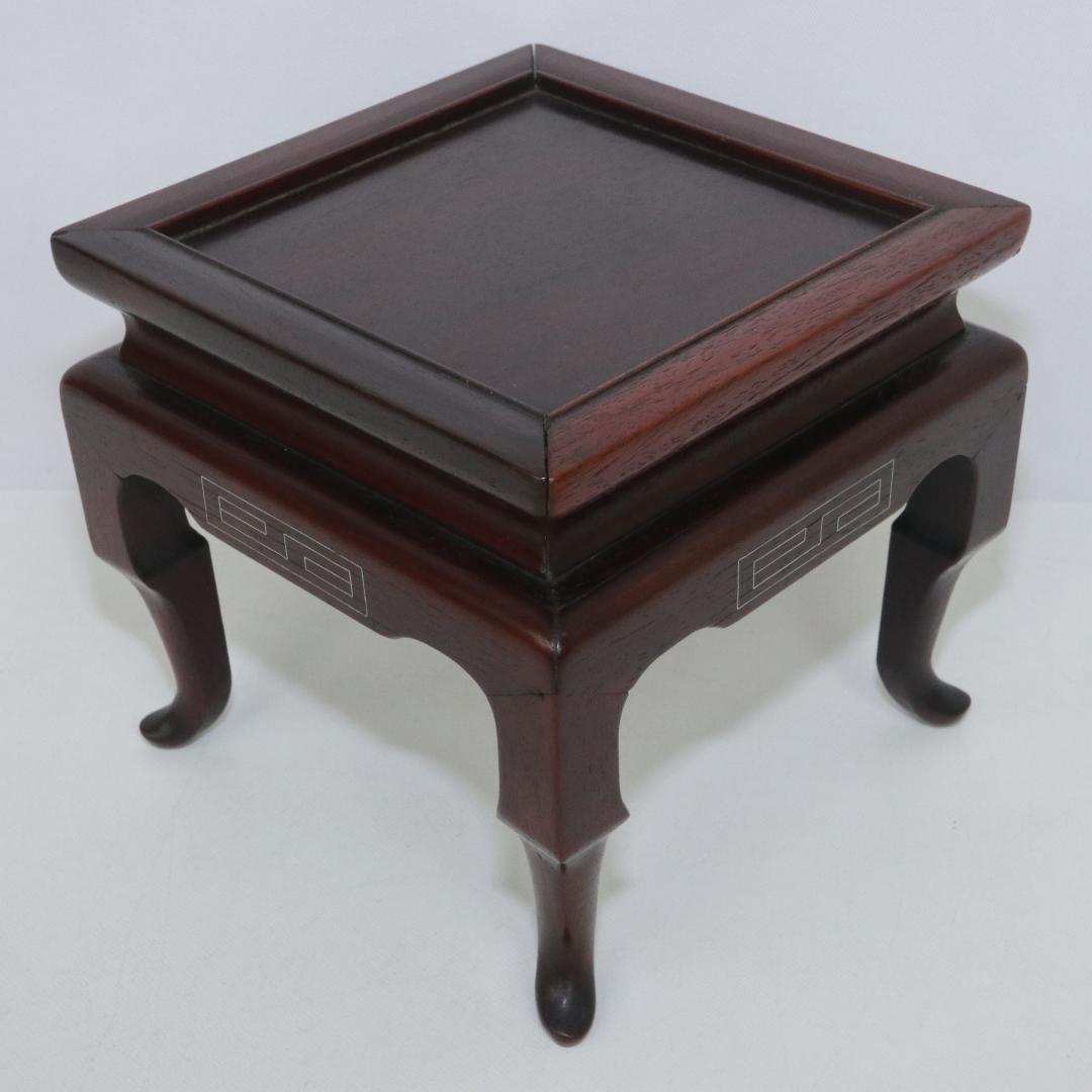 銀象嵌　唐木　花台　アンティーク