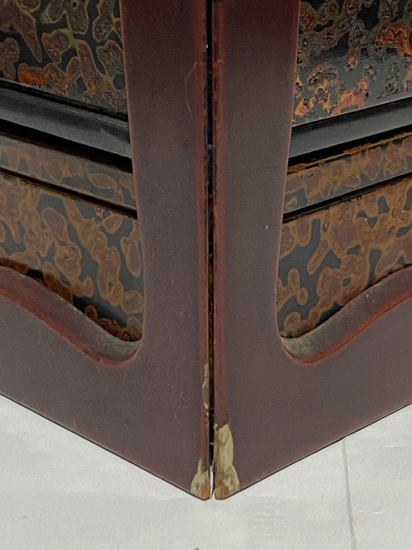 ♦明治時代工芸品 花見 野立て用 四段携帯弁当箱 提重 漆器 古美術品 骨董品