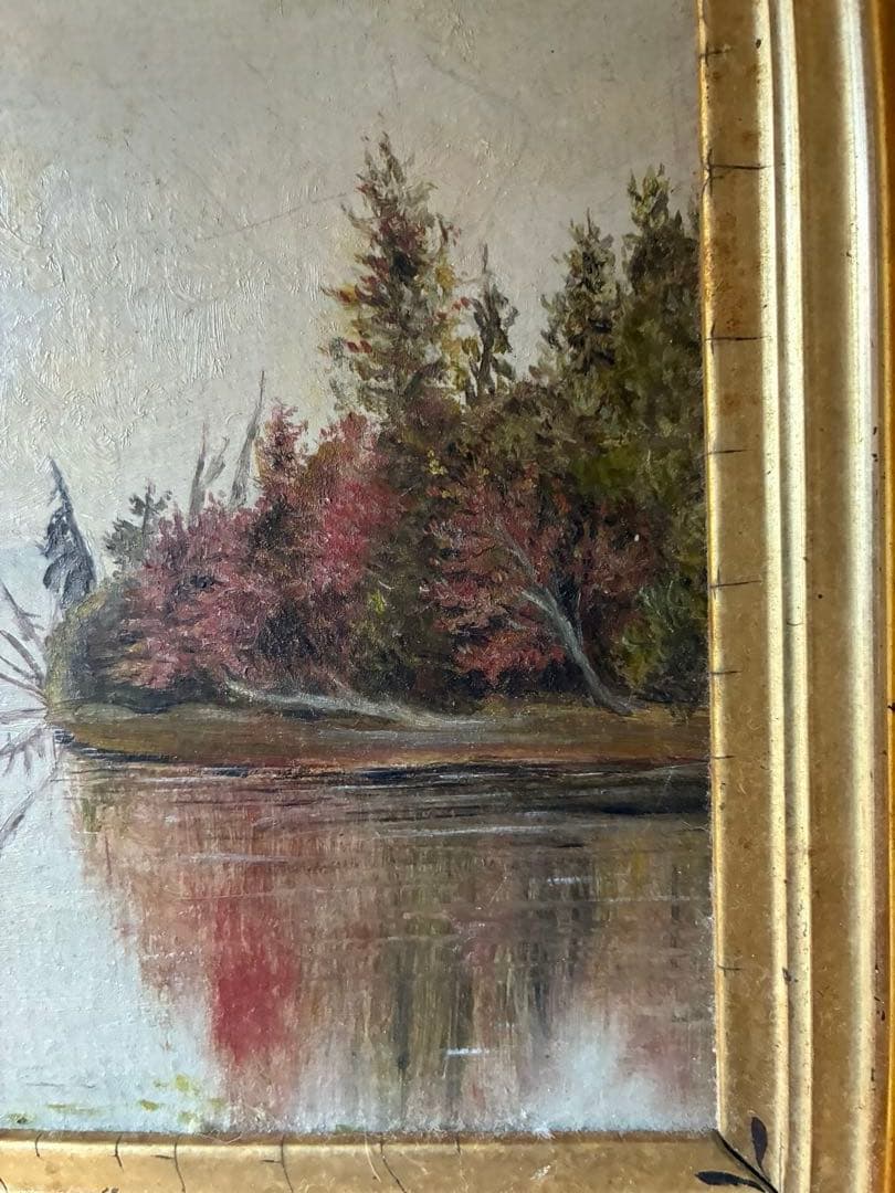 アンティーク　絵画　油絵　額付き　インテリア　装飾　1800年代　アメリカ