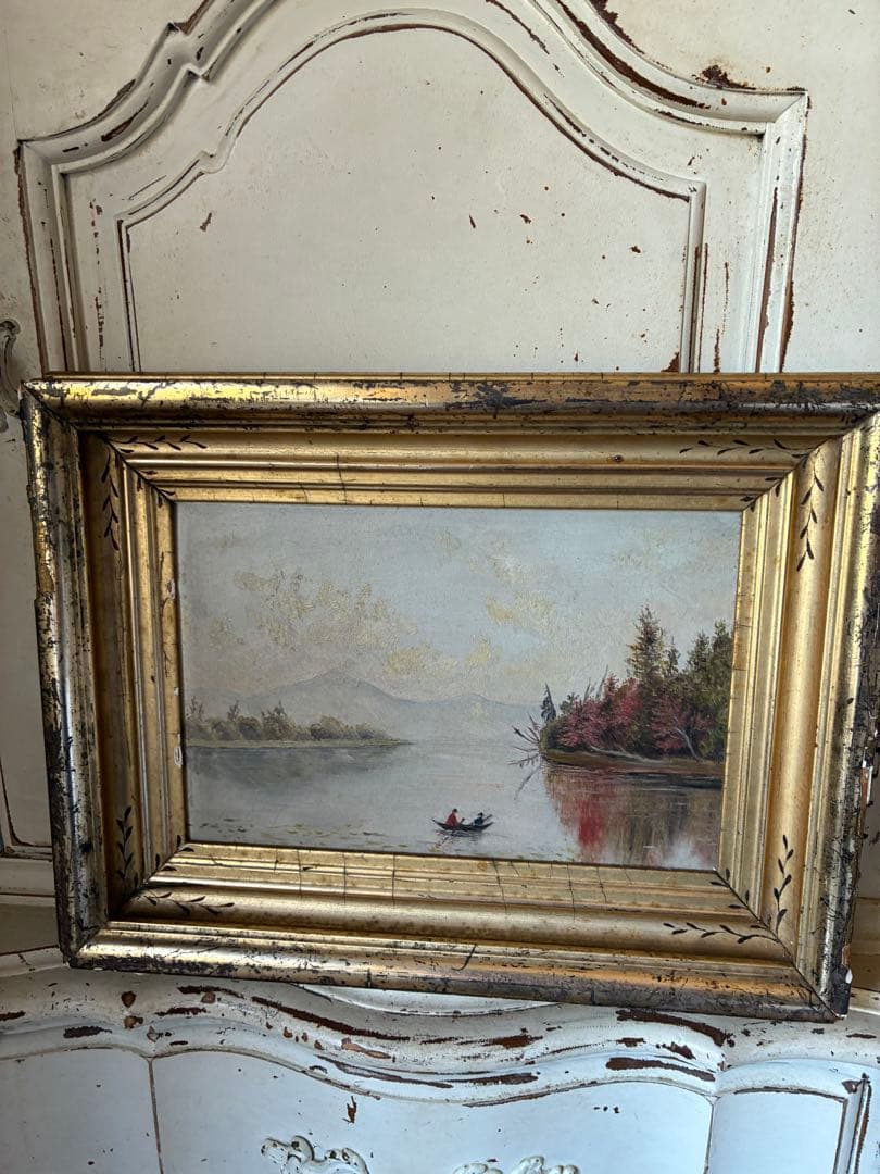 アンティーク　絵画　油絵　額付き　インテリア　装飾　1800年代　アメリカ