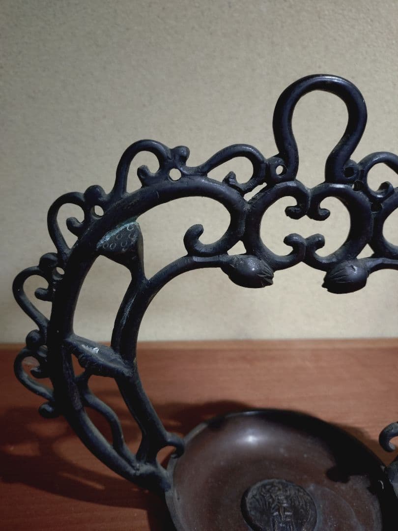 銅製 吊るし 蓮弁紋 灯火器一対 花器 花入れ 古道具 古民具 行燈 行火 灯明