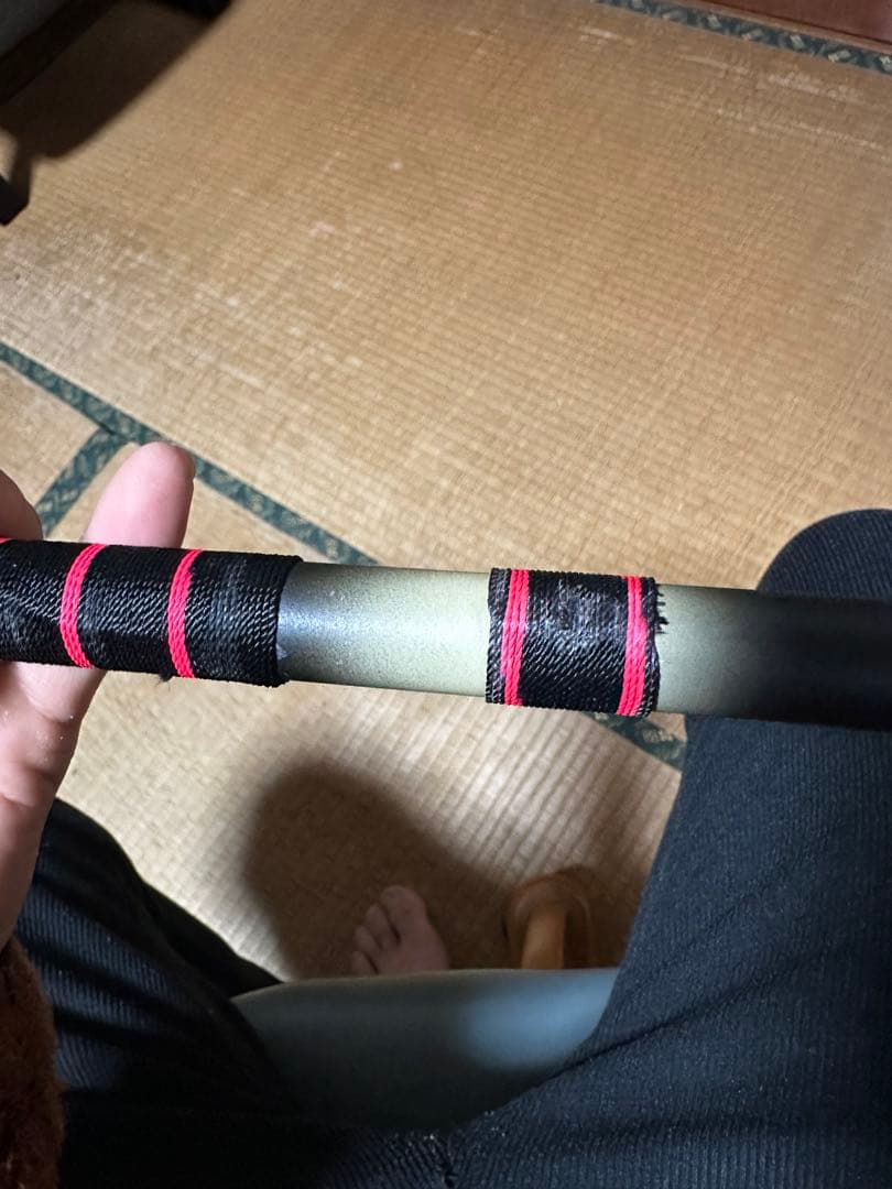 鮎竿 スパイラルガイド 黒赤ストライプ