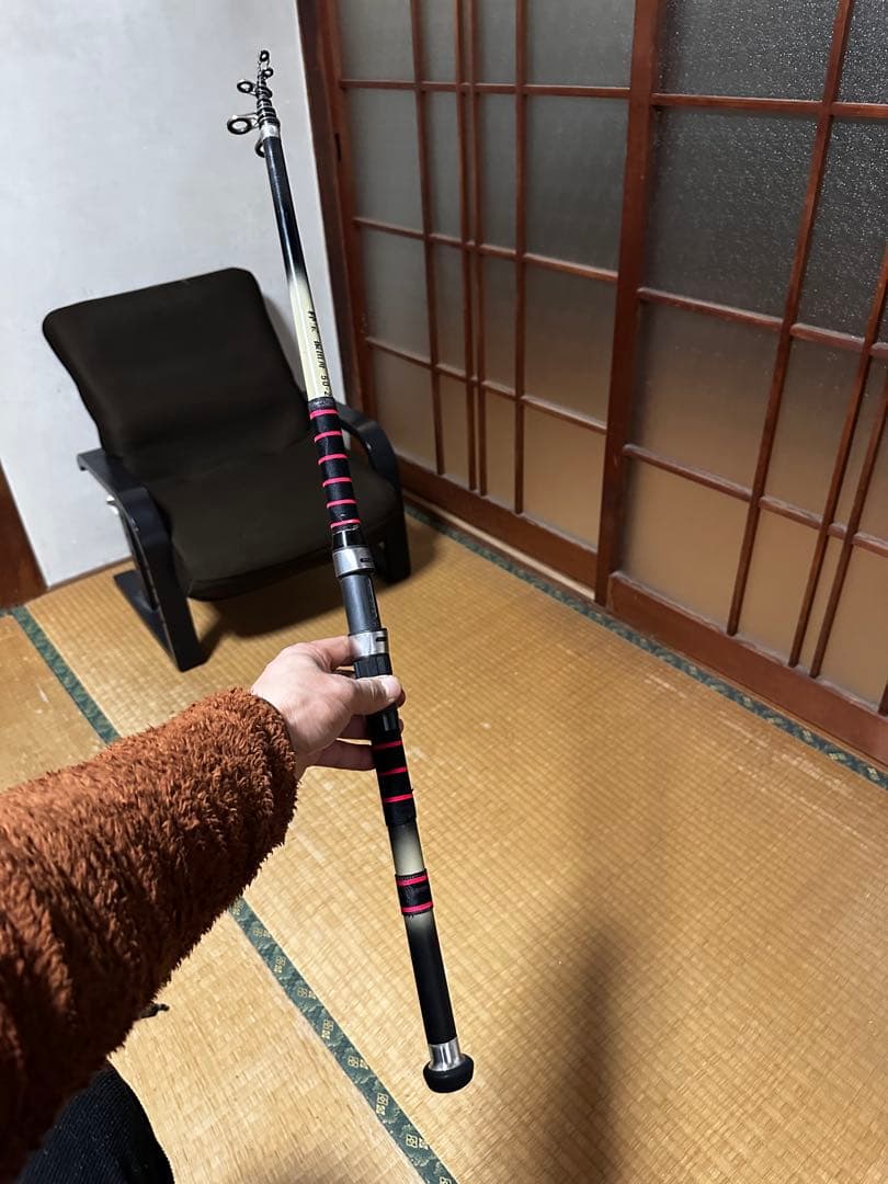 鮎竿 スパイラルガイド 黒赤ストライプ