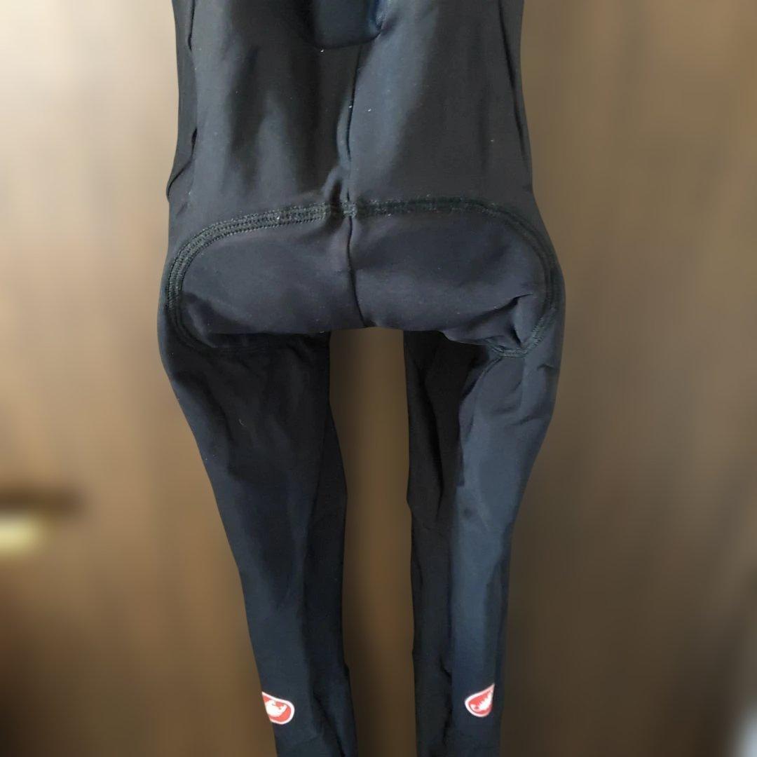 Castelli ビブタイツ ブラック/イエロー 裏起毛 防風 防寒