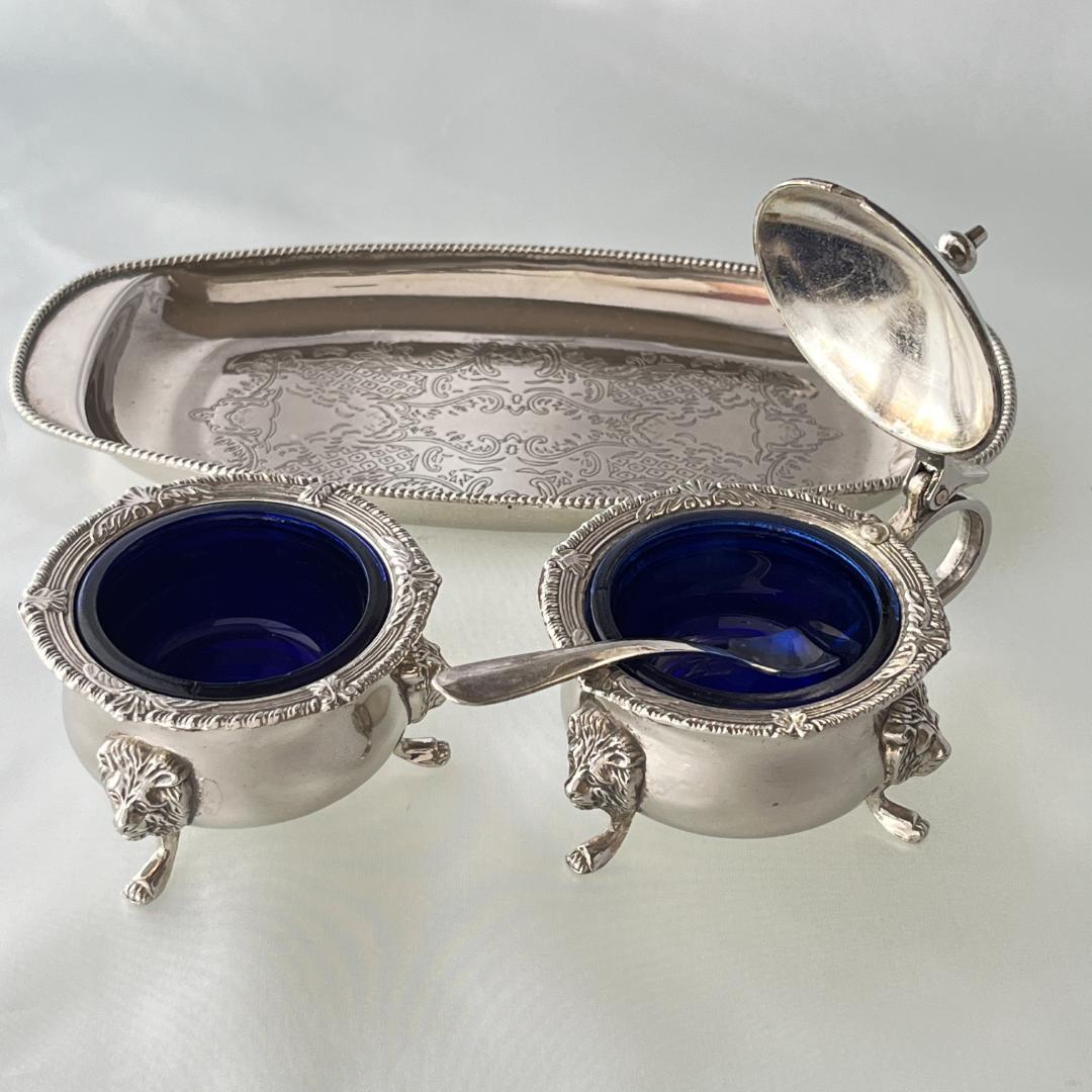 【英国】ライオンのコンディメントセット 専用スプーン / ガラスライナー