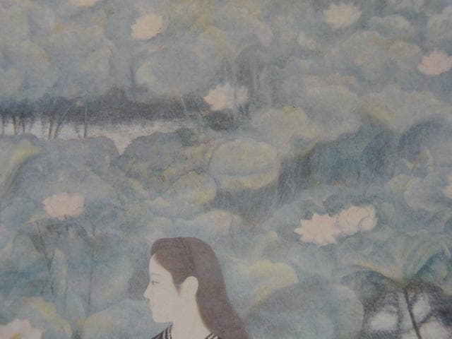 高木義夫、【蓮池】、希少な大判額装用画集より、美品、日本人画家、新品額装付
