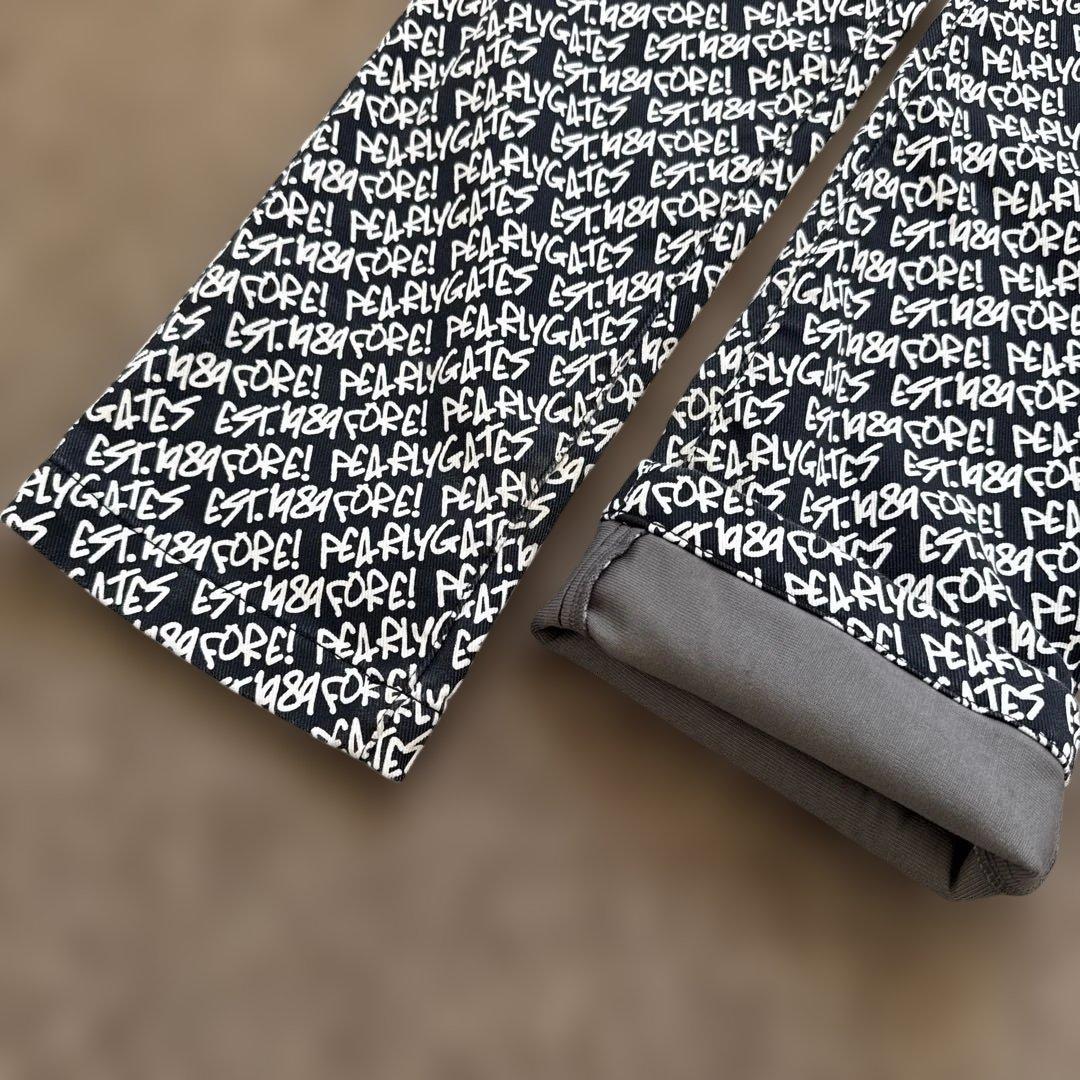 防寒　蓄熱　裏地付き　パーリーゲイツ　パンツ　総柄　M〜L相当　紺　白　ネイビー