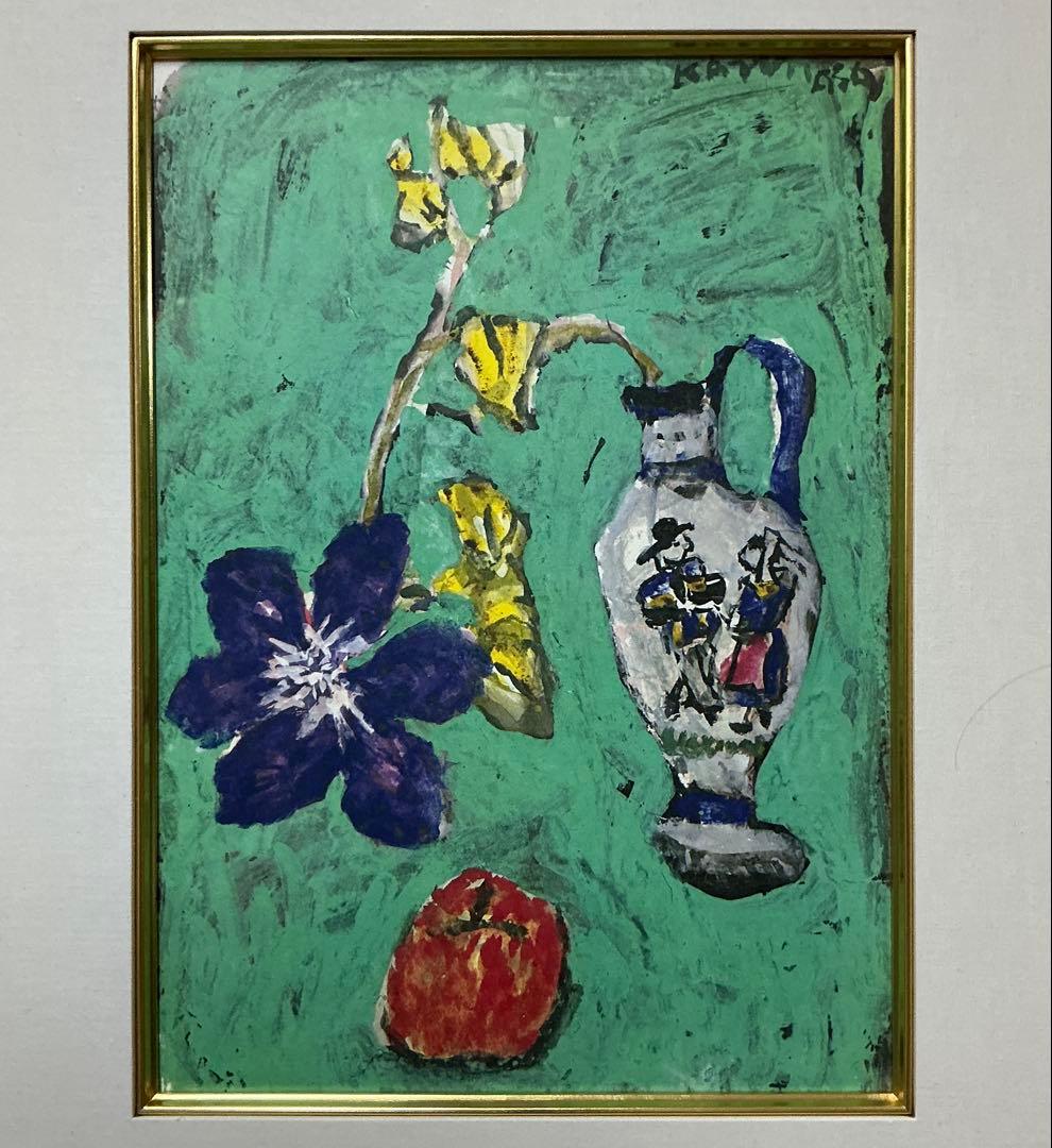 絵画、額縁、版彩画、版画、中川一政、鉄仙花