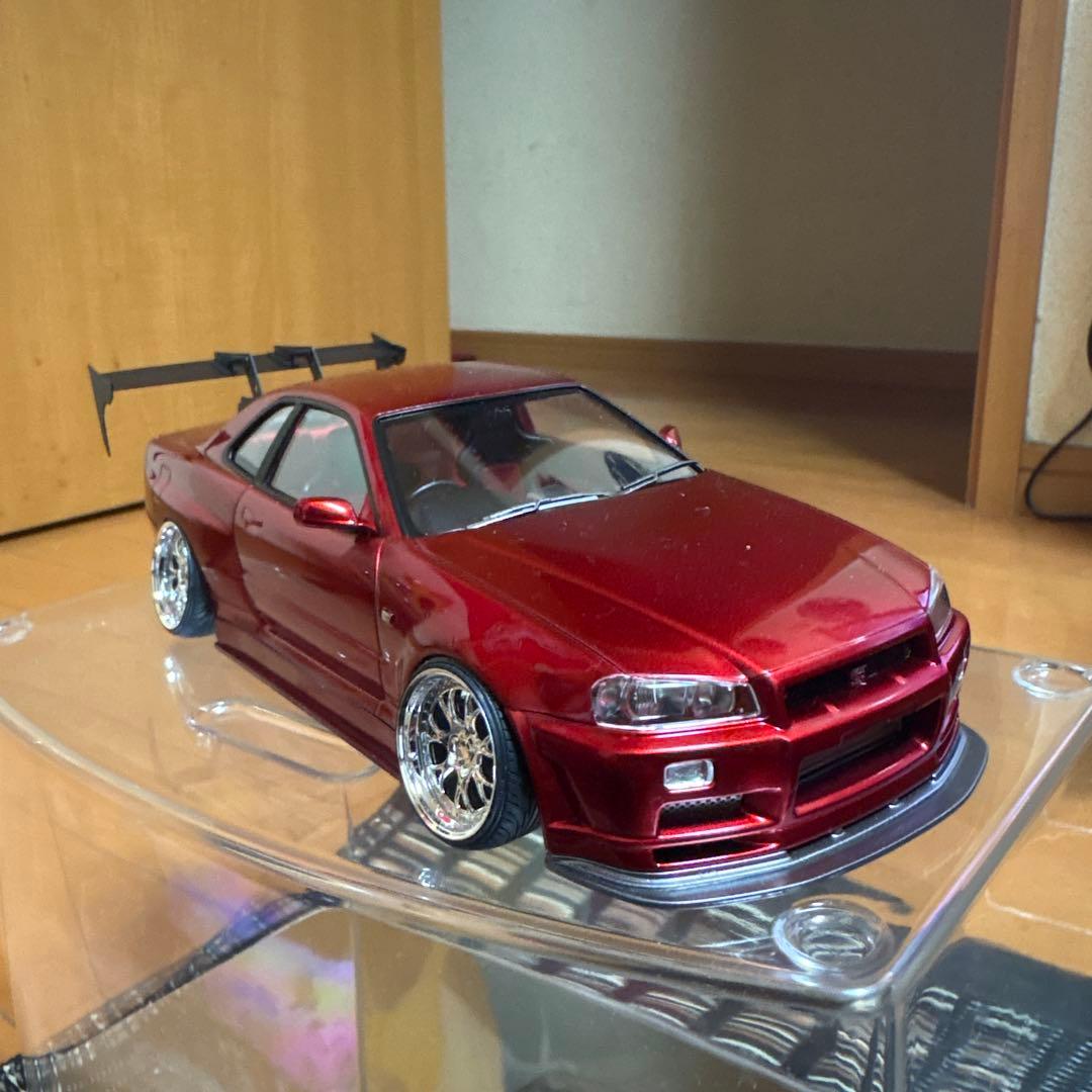 タミヤ 1/24 スカイライン GT-R R34 キャンディレッド塗装 完成品