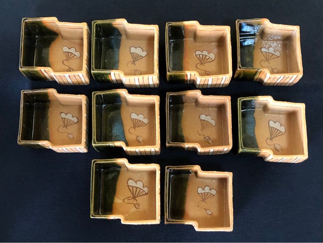 《R》懐石 織部 向付10客 小鉢 木箱　260126く1