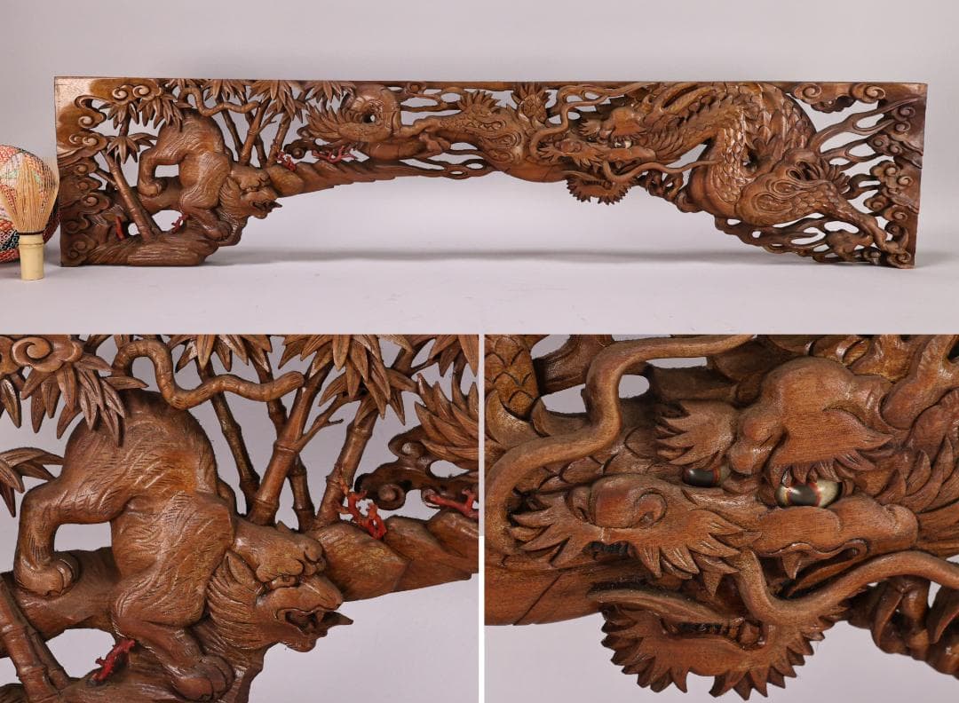 Digger Vintage　BK180　彫刻 木彫　龍虎図　蟇股　玉眼