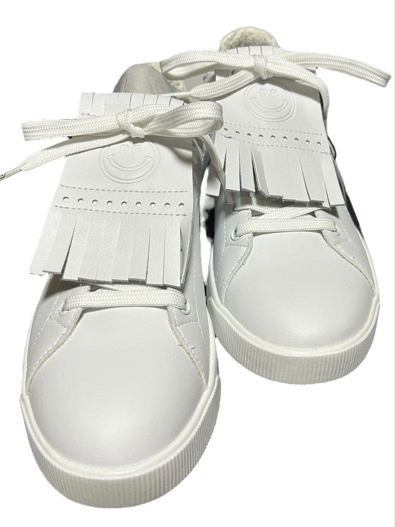 新品 パーリーゲイツ ゴルフシューズ キルトタンローカット ホワイト 24.5㎝