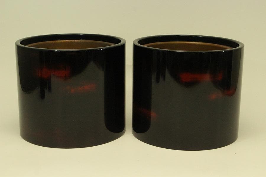 漆塗り 手炙り 火鉢 一対 美品(ZE480)