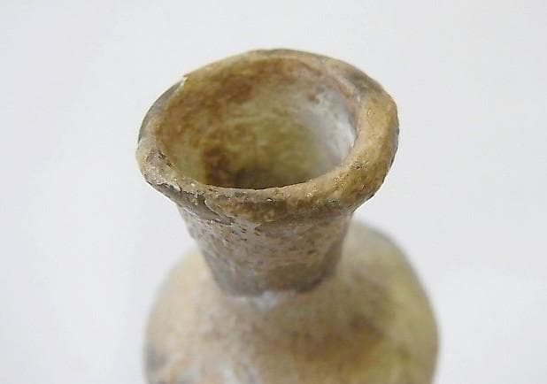 ★Y1417★古代　ガラス 化粧小瓶　銀風化　アイライン顔料壺　ローマ出土