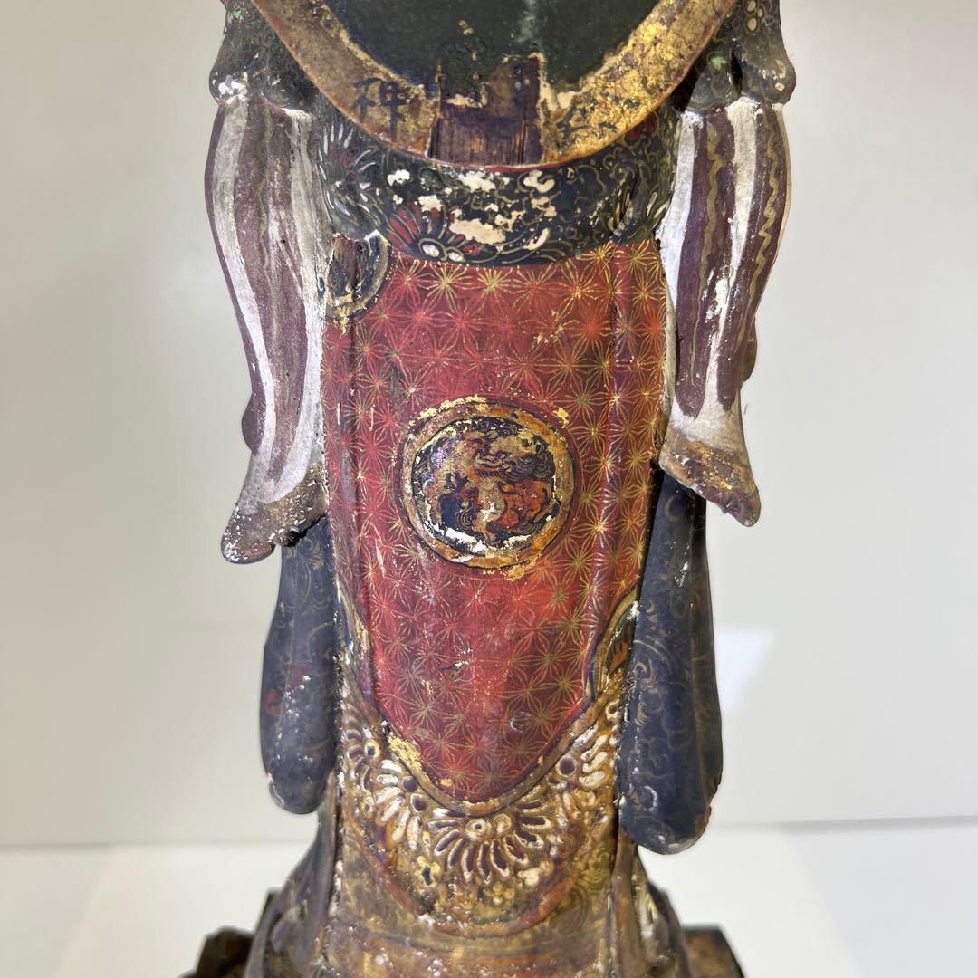 専用桃山~江戸初期木彫鬼子母神玉眼仏像高さ約49㎝　東Y8-0203☆2Fトトチ