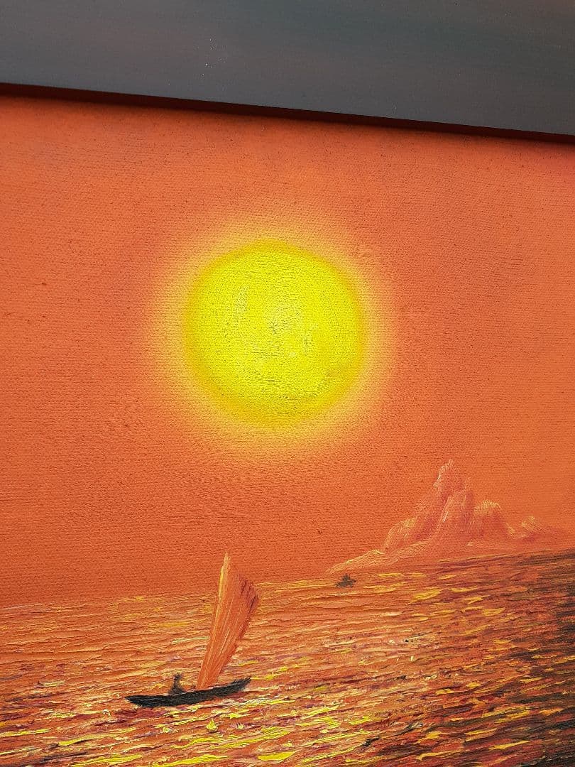 油絵　大きめ　アートフレーム　サンセット