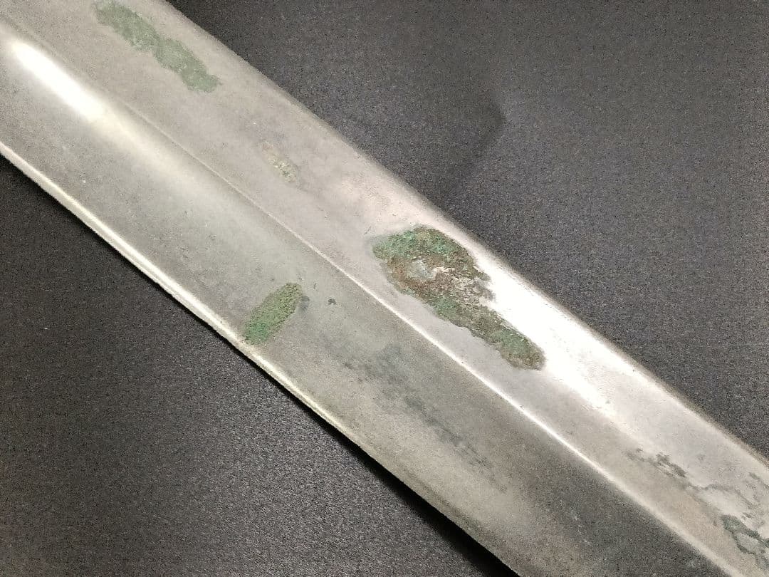M02銅製置物　中国青銅器　銅剣　錫メッキ人首形鍔　インテリア置物　長さ55CM