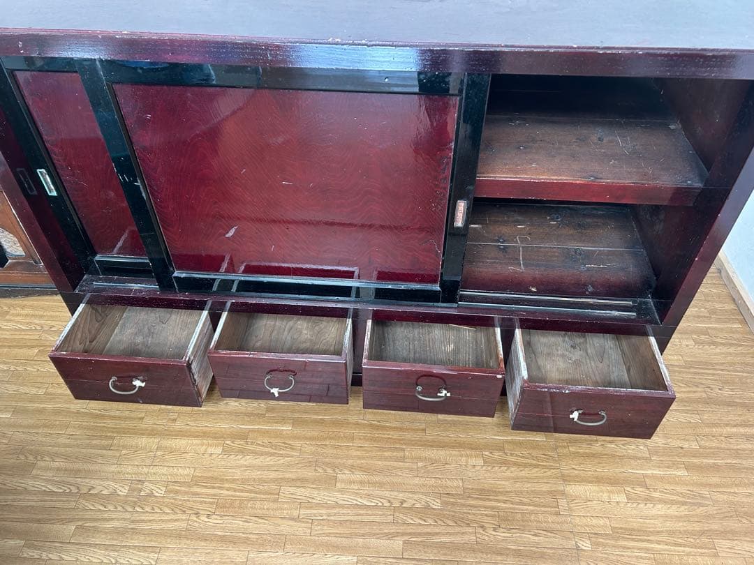 木製タンス ダークブラウン 4引き出し