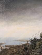 【真作】絵画　廣岡真知子　油彩10号　雨あがり　写実風景　箱・黄袋入　Y34