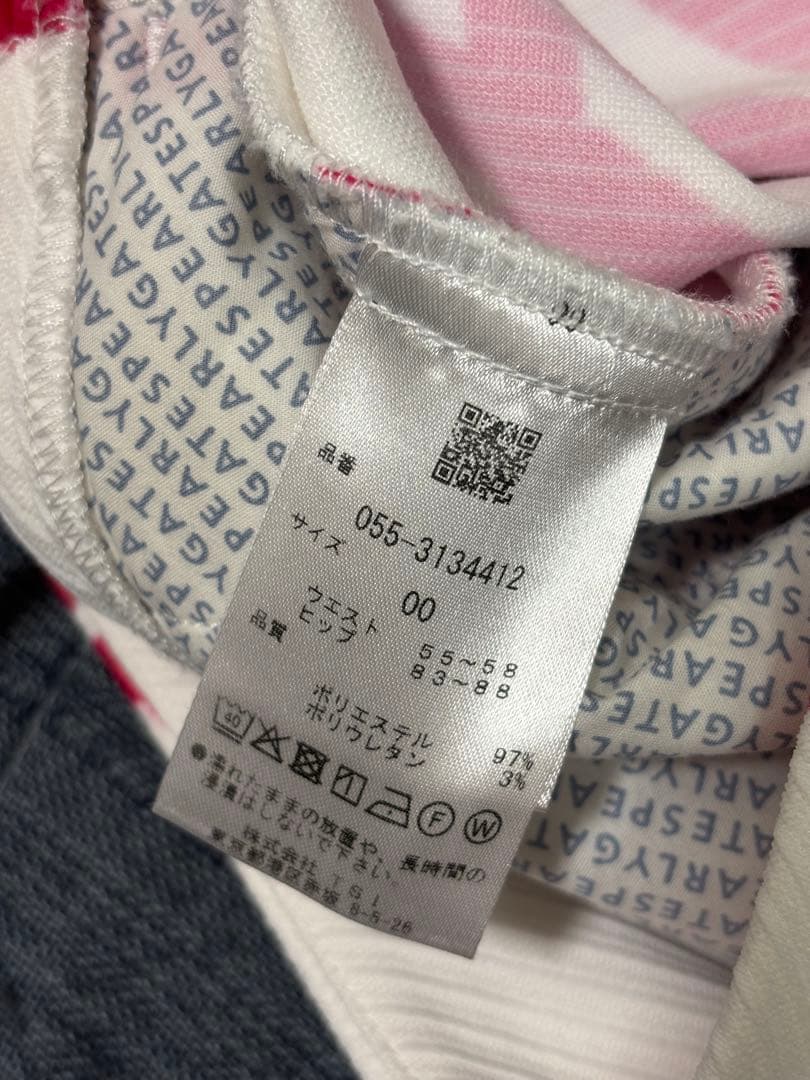 （美品）パーリーゲイツ 、筆記体ロゴグラフィック柄、セットアップ、サイズ0と00