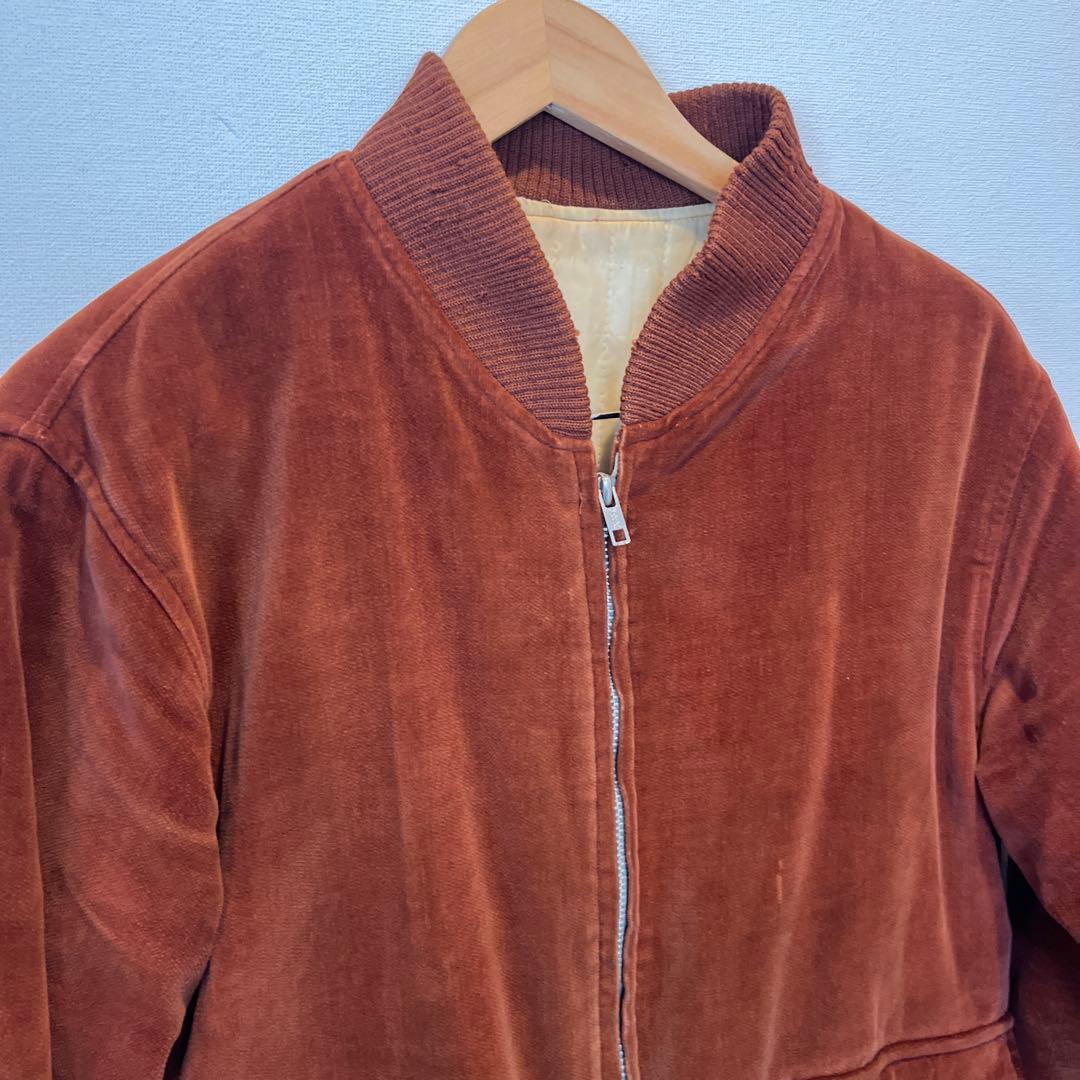 ヴィンテージブラウン 別珍ジップアップブルゾン