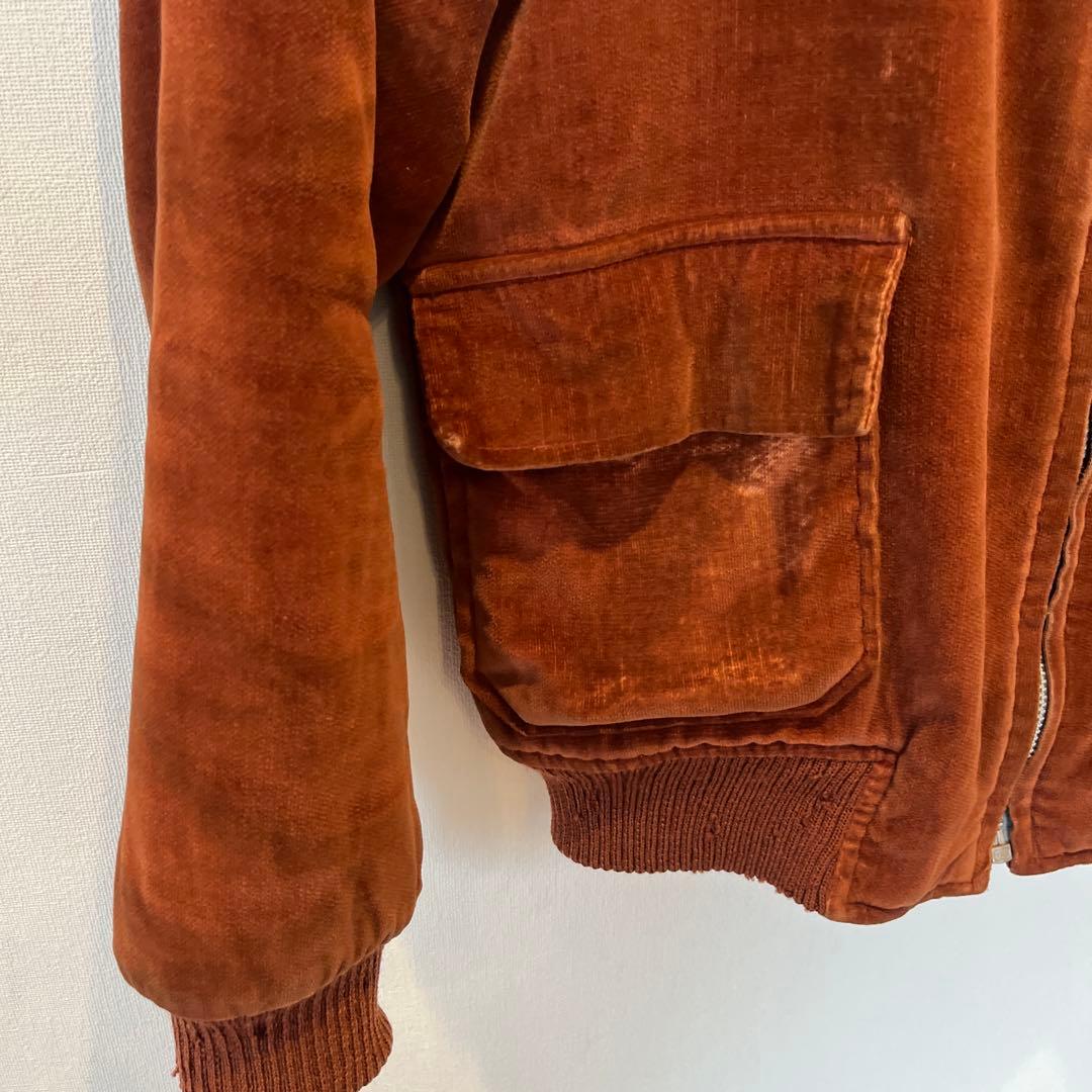 ヴィンテージブラウン 別珍ジップアップブルゾン