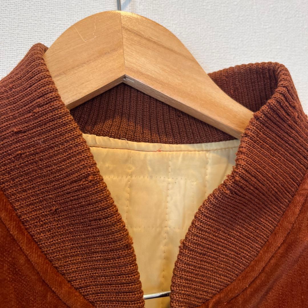 ヴィンテージブラウン 別珍ジップアップブルゾン