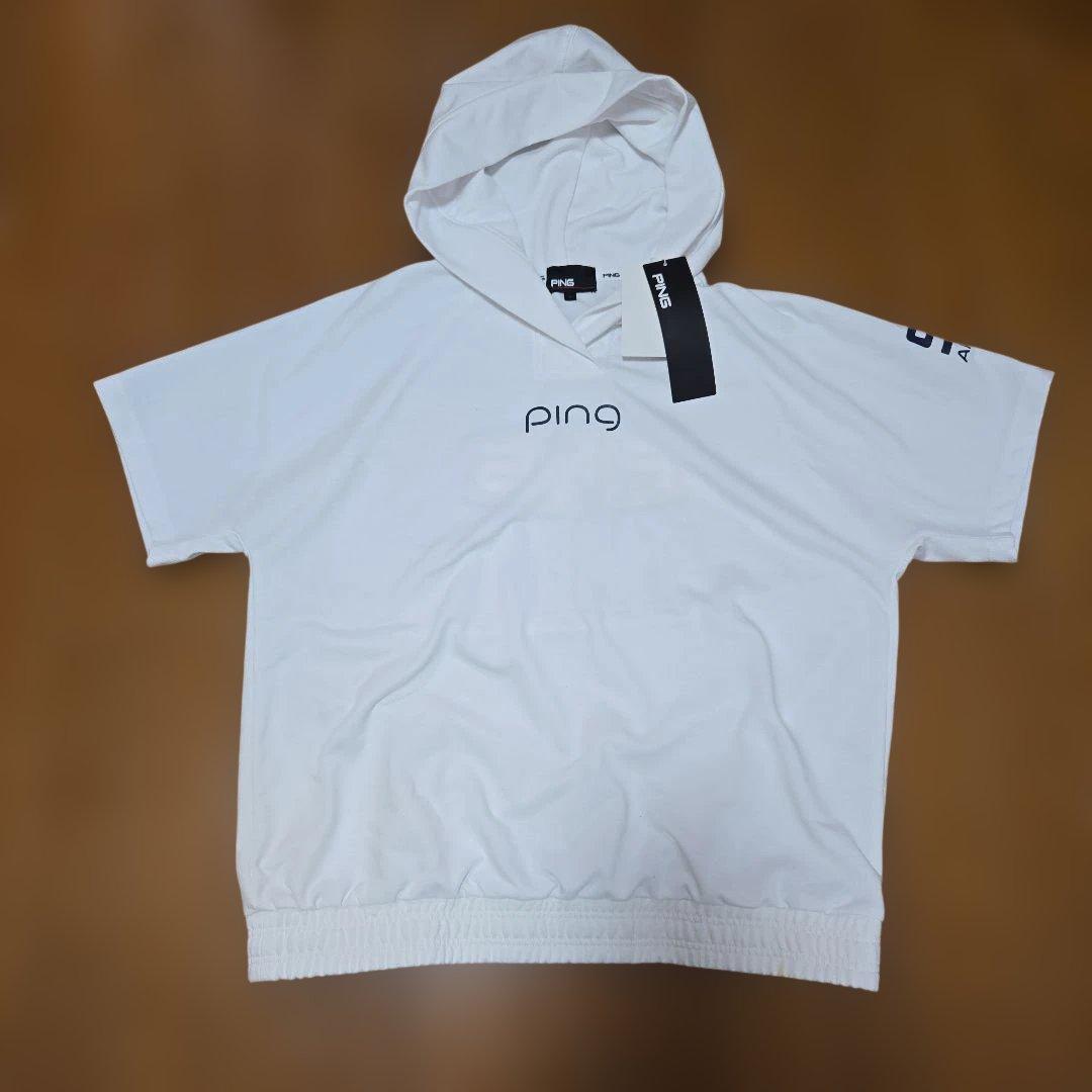 未使用 ping ピン 半袖 スウェット パーカー L ホワイト ゴルフ