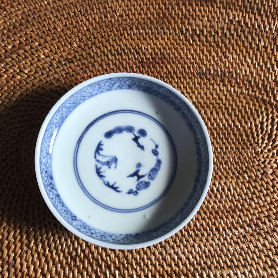 花唐草 染付 蓋付 茶碗