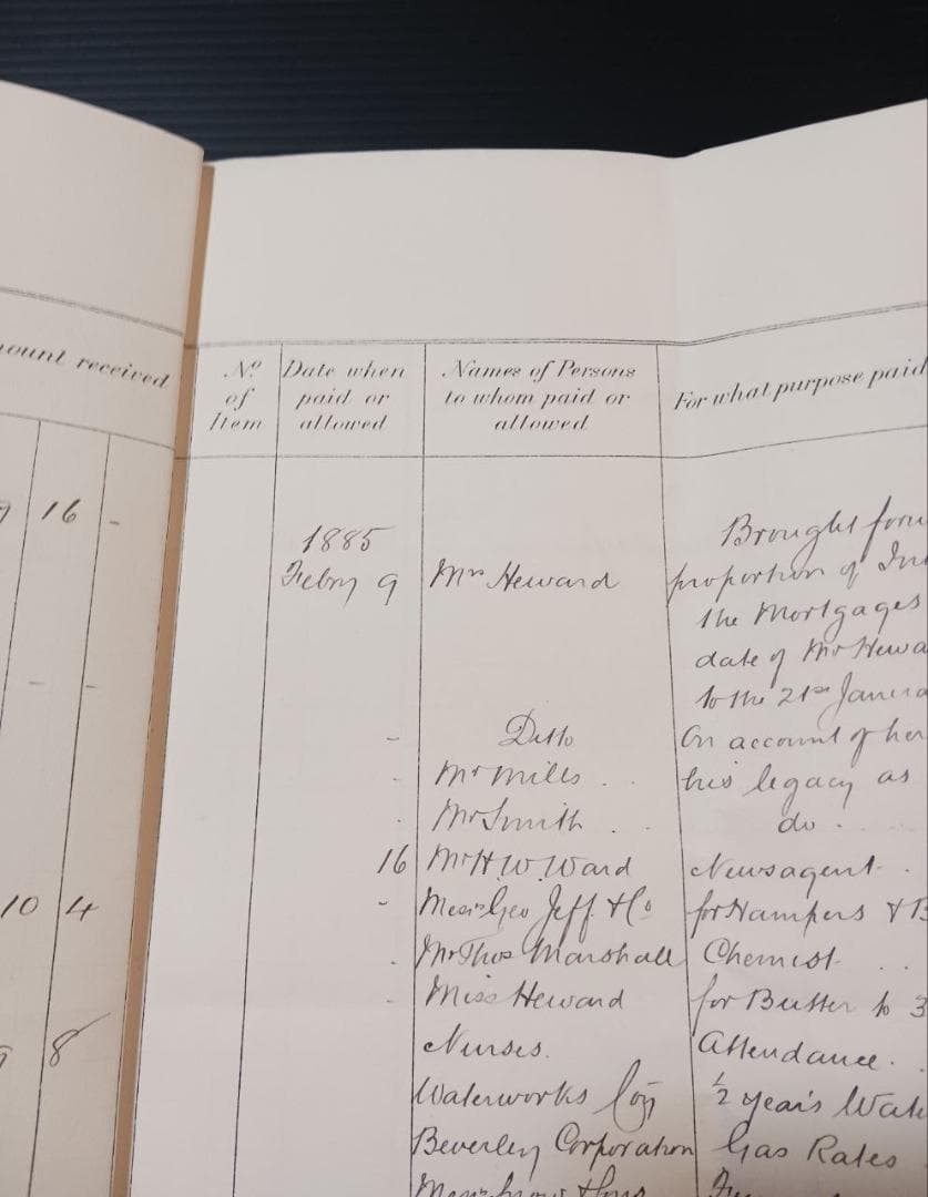 19世紀 英国 遺産会計帳 原本 手書き文書