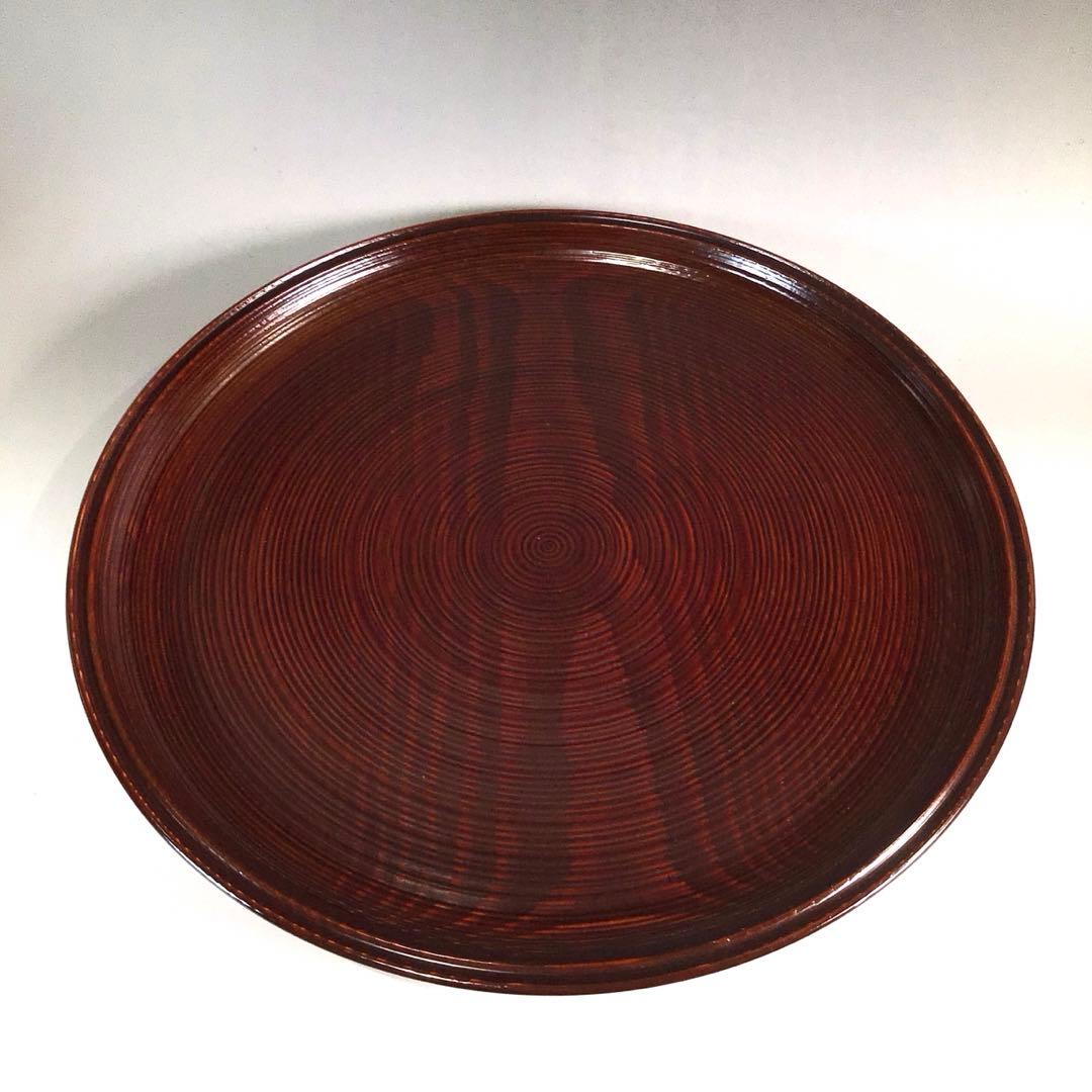 Ｐ２３７　丸盆　『岡本漆専堂』『溜塗』『即中斎好』『呂久呂目盆』　共箱　菓子器