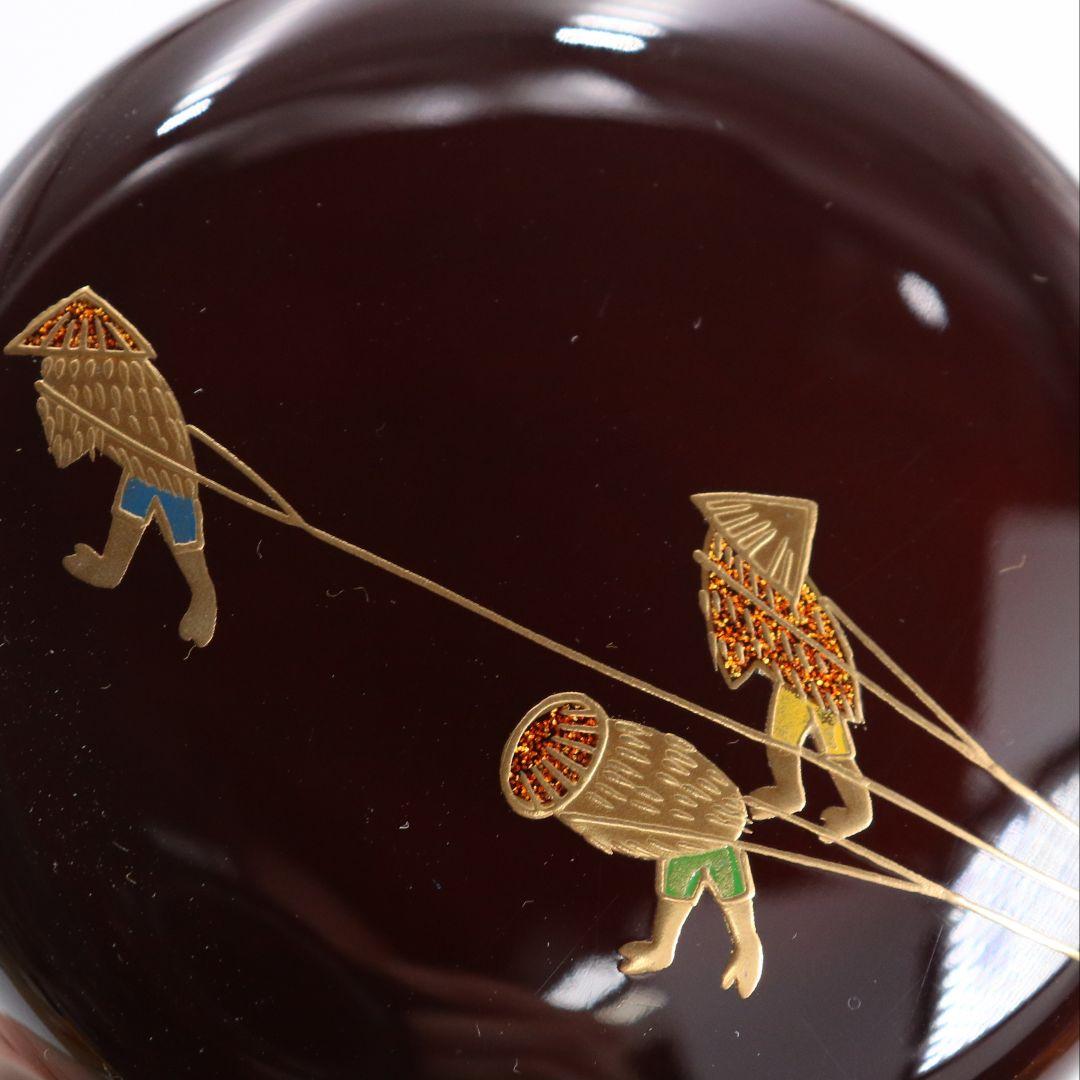 角出俊平作 曳舟蒔絵 中棗 茶道具 共箱　V994