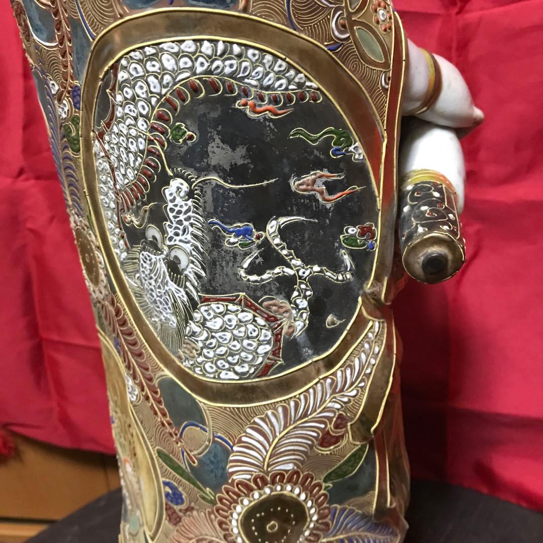 開運‼️古美術 骨董品 工芸品 九谷焼 ‼️縁起置物 ●大型観音立像 守護仏♣