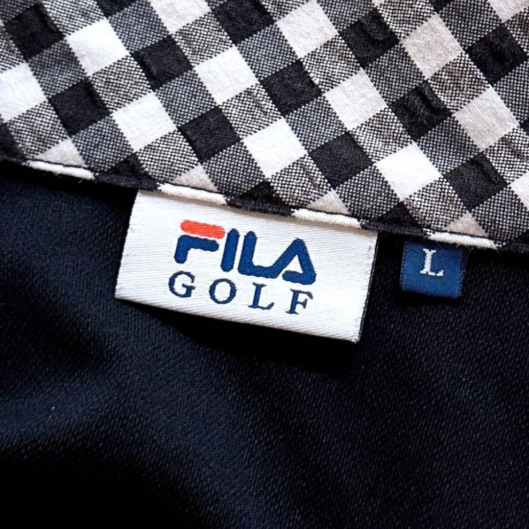 【フィラゴルフ】シアサッカー ギンガムチェック ゴルフ ワンピース L 黒×白