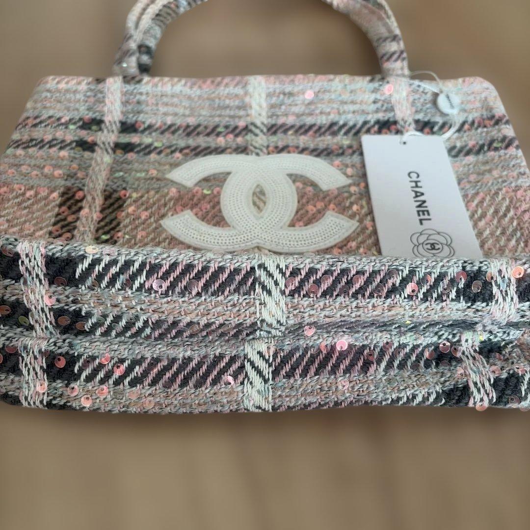 CHANEL ピンク系 スパンコール トートバッグ