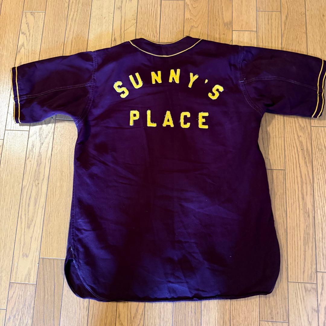 60's ヴィンテージ ベースボールシャツ&パンツ エンジ色　ボタンフライパンツ