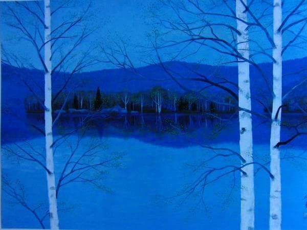 東山魁夷、湖靜、限定、大判額装画版、版上落款入、新品額・オーダーマット額装