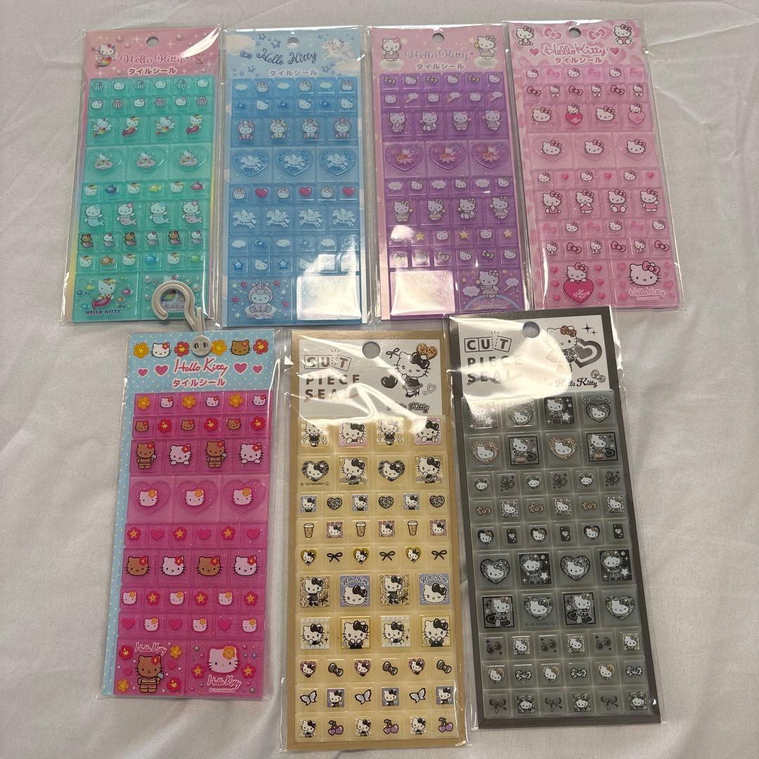 【新品】ハローキティ タイル、おはじき、ジェリー、デニムシールなど 17点セット