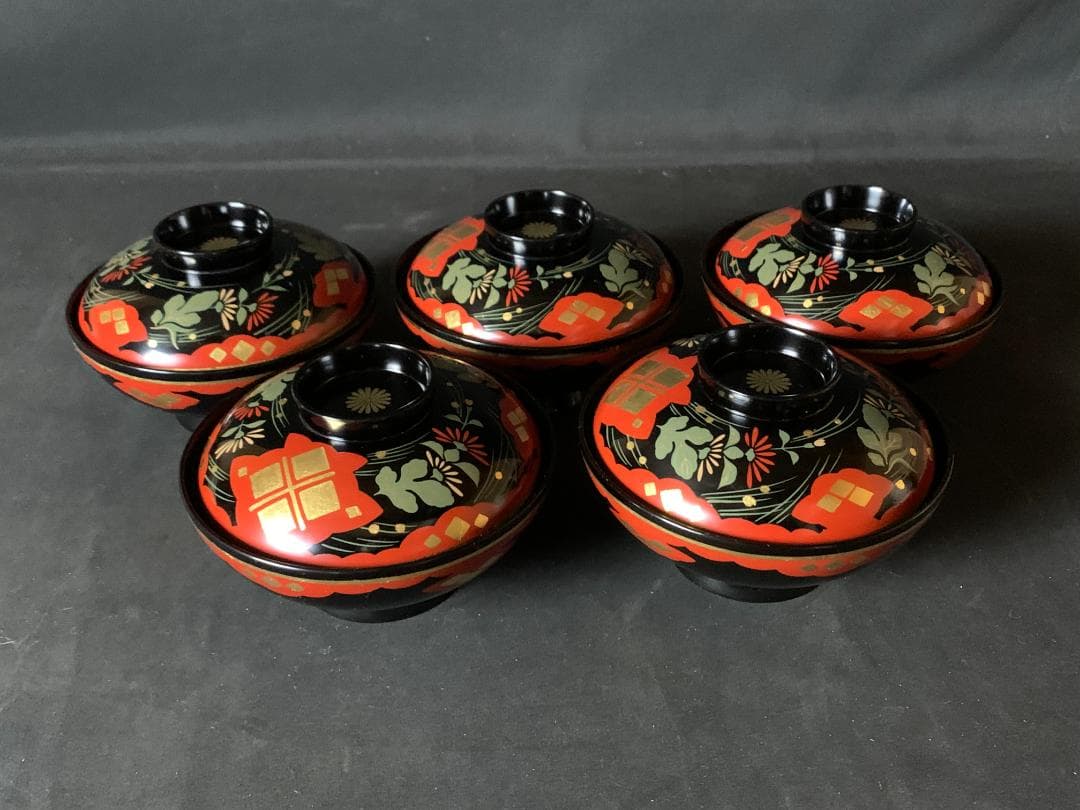 輪島塗 塩安製 天然木 秀衡椀 10客 煮物椀 共箱 茶懐石道具 正月お雑煮